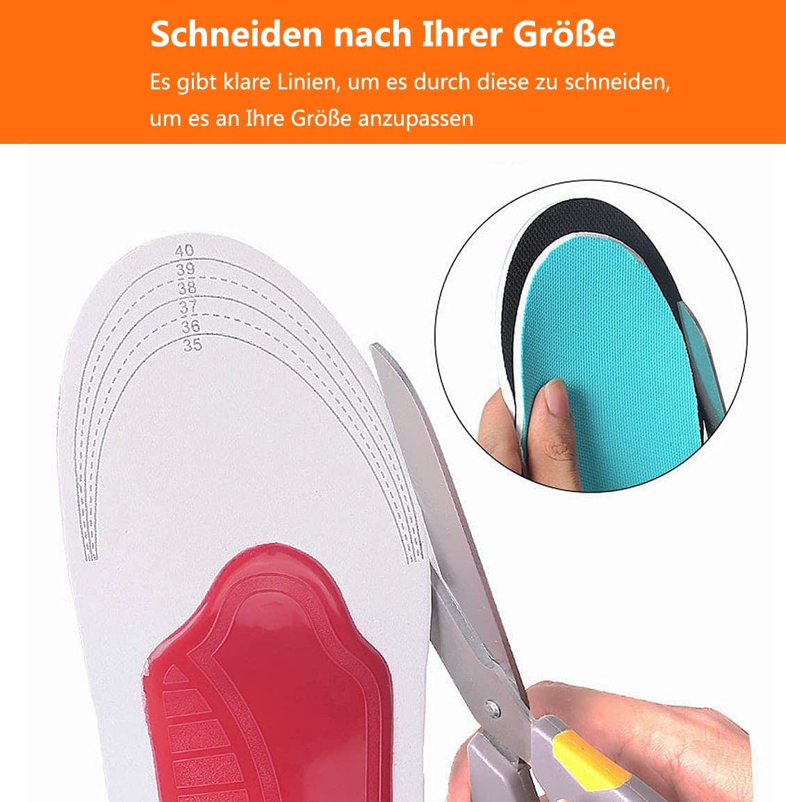 Orthopädische 3D Einlegesohlen mit Fußgewölbestütze,bei Plattfuß, Fersensporn & Fußschmerzen (S)