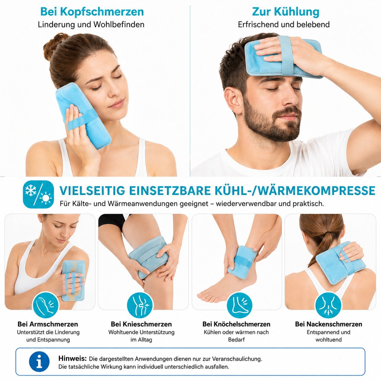 COOL-i Gel Kühl & Wärmekompresse mit Handschlaufe, wiederverwendbar & flexibel
