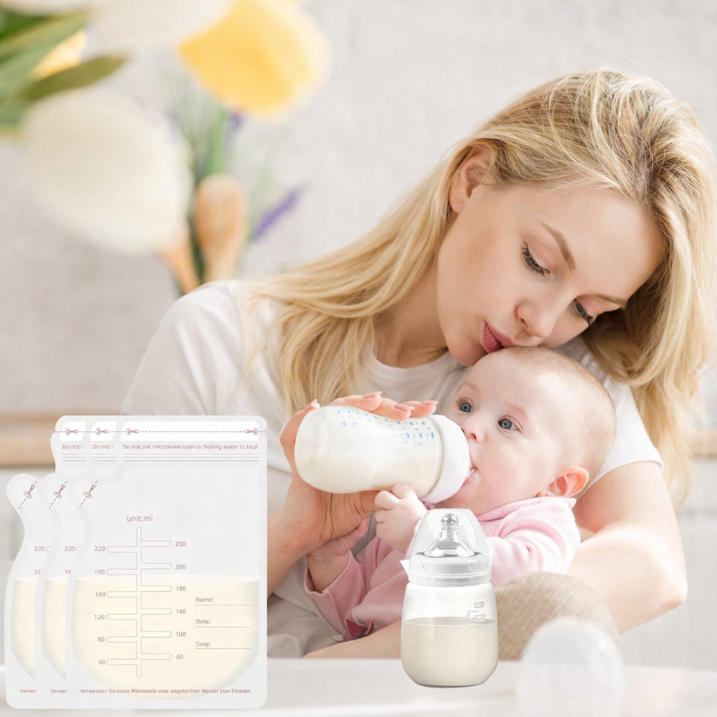 Muttermilchbeutel 250 ml,BPA frei, auslaufsicher, Doppelverschluss, Gefriergeeignet & beschriftbar, 30 Stück