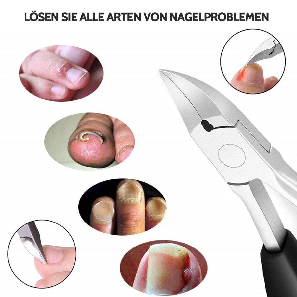 Profi Fußnagelknipser aus Edelstahl, Präzisionszange für dicke Nägel, rutschfester Griff