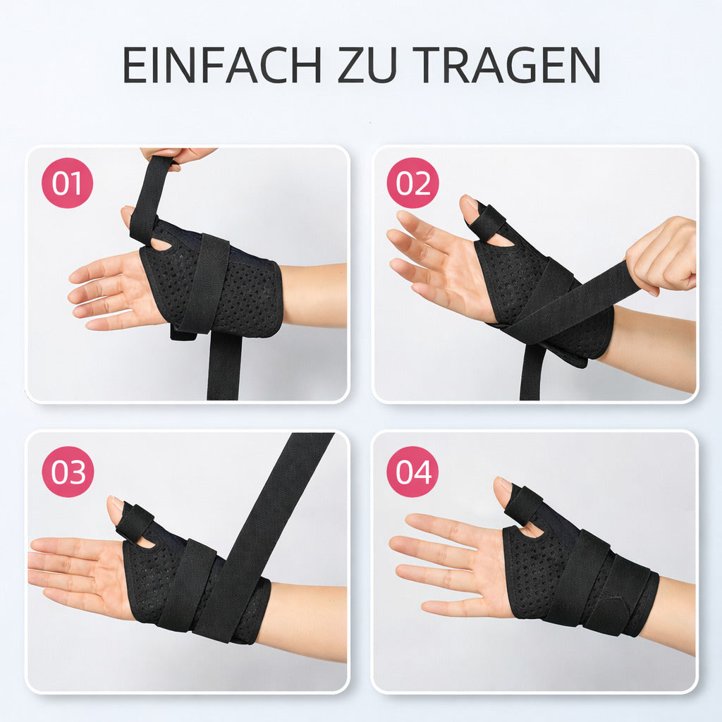 Daumenbandage mit Handgelenkstütze, verstellbare Daumenschiene, atmungsaktiv & stabil