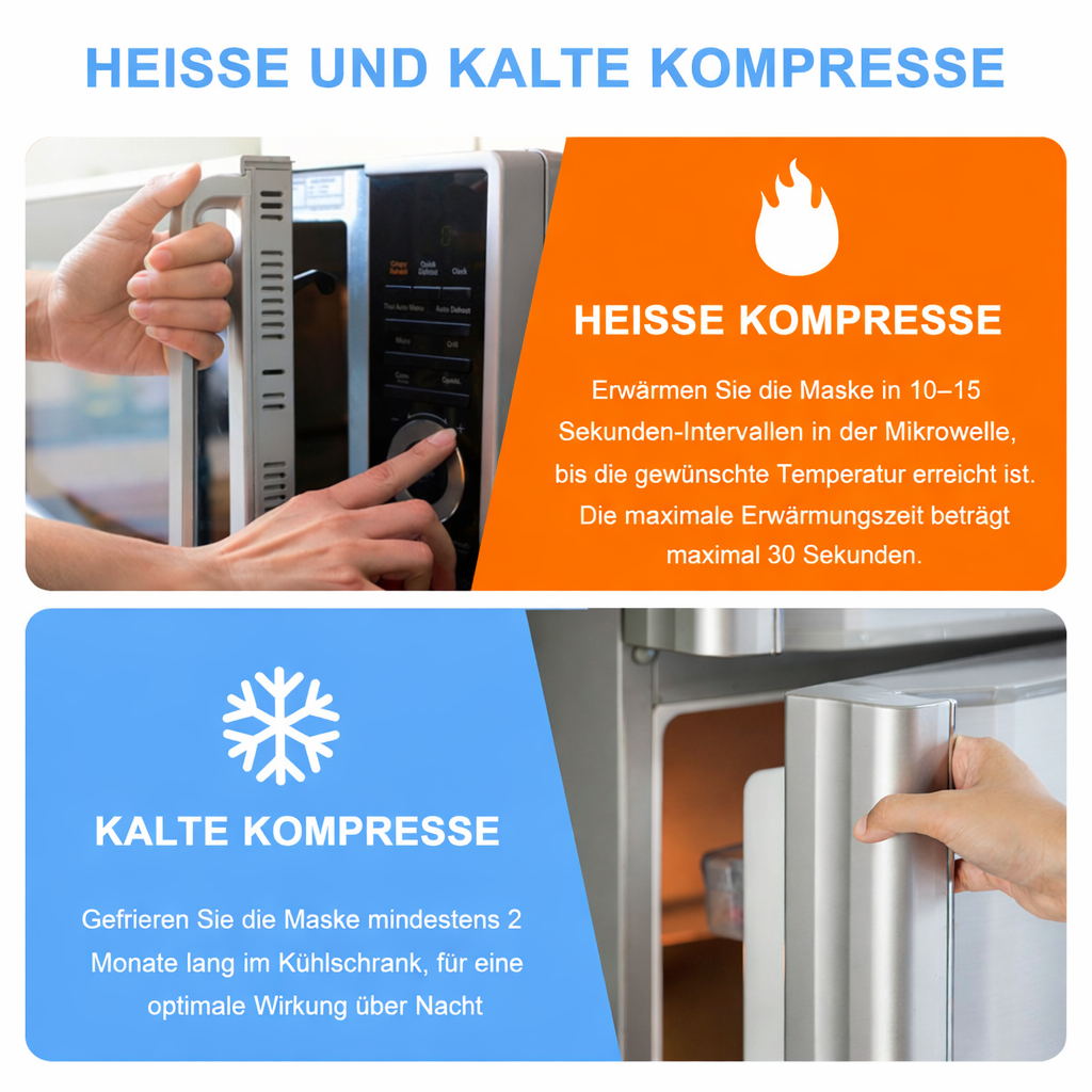 Gel Gesichtsmaske,Kalt & Warmanwendung, wiederverwendbar, BPA frei,für Augenpartie & Gesichtspflege