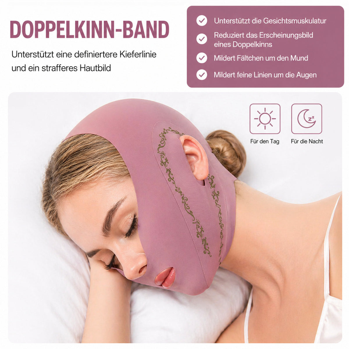 Gesichtsband V-Form, verstellbares Kinnband, atmungsaktiv, wiederverwendbar, für Gesichtspflege & Alltag