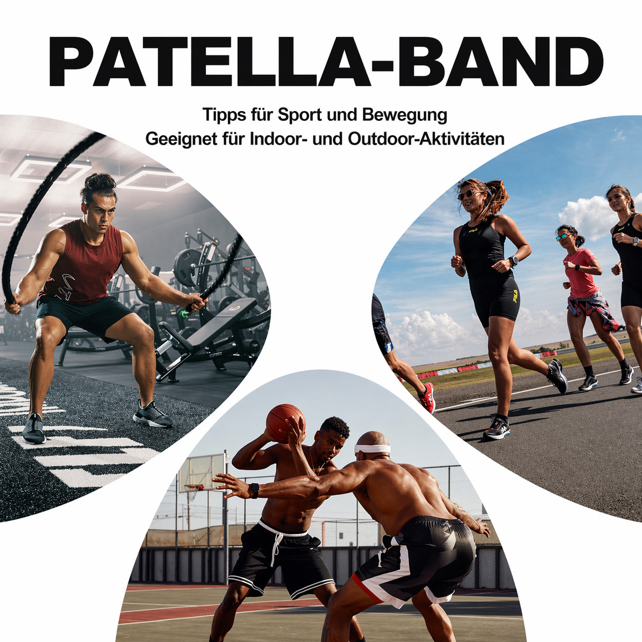2er Set Patellaband Kniebandage verstellbar, rutschfest, atmungsaktiv, für Sport & Alltag, Kniesehnenstütze