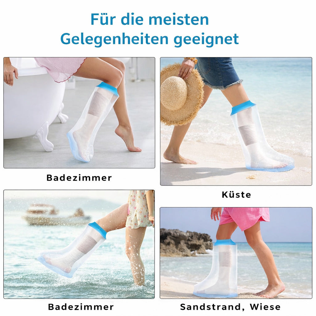 Wasserdichte Dusch-Schutzhülle für Bein & Fuß – TPU Schutzüberzug mit Silikonring, wiederverwendbar, für Verband oder Gips