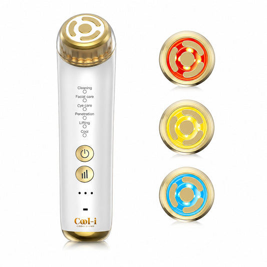 COOL-i® 2MHz RF & EMS Gesichtsmassagegerät – 6-in-1 Hautverjüngung mit Ultraschall, Licht & Kühlmodus