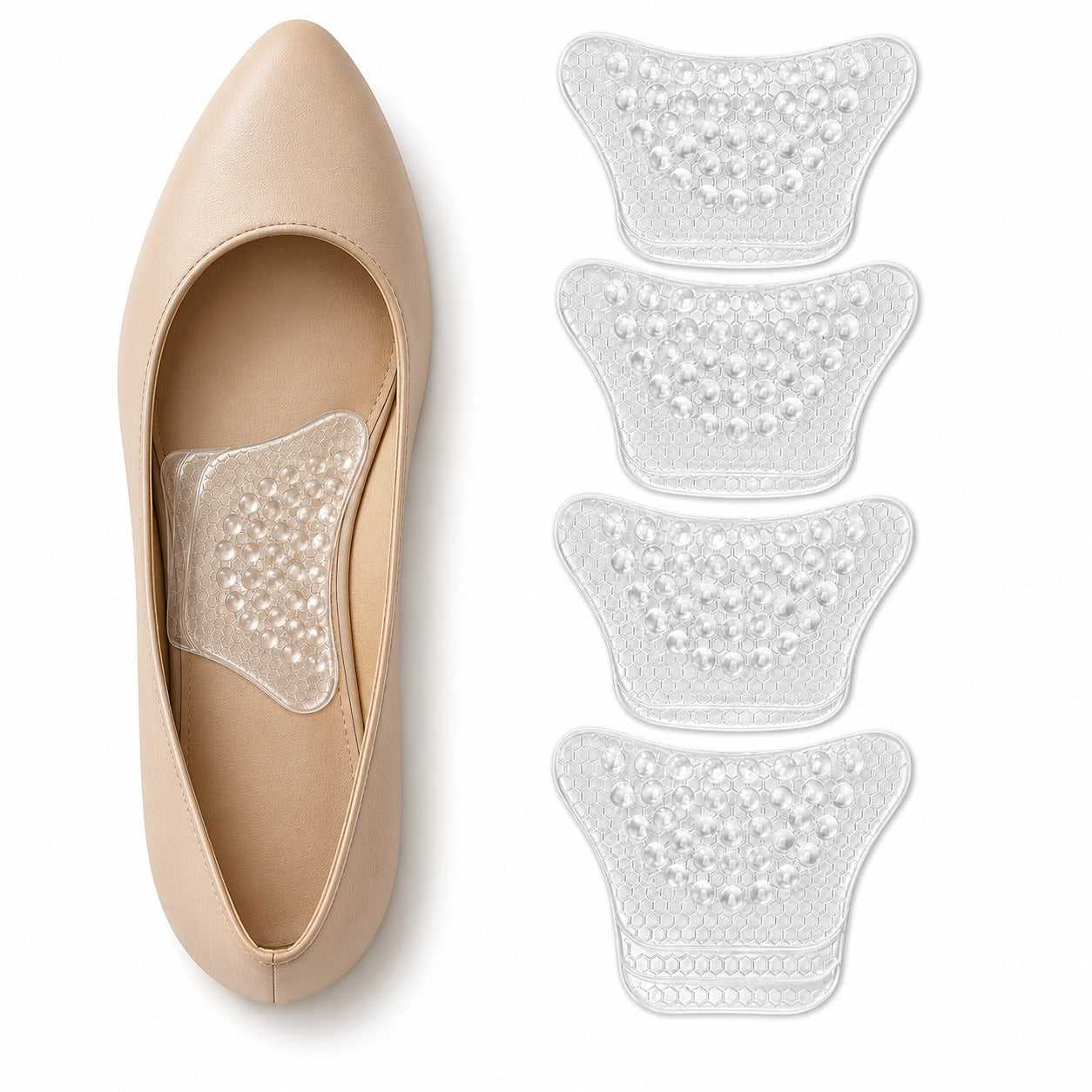 COOL-i Fußgewölbe Pads 2 Paar, Gel Arch Support Einlagen mit 2 Höhen, selbstklebend & zuschneidbar