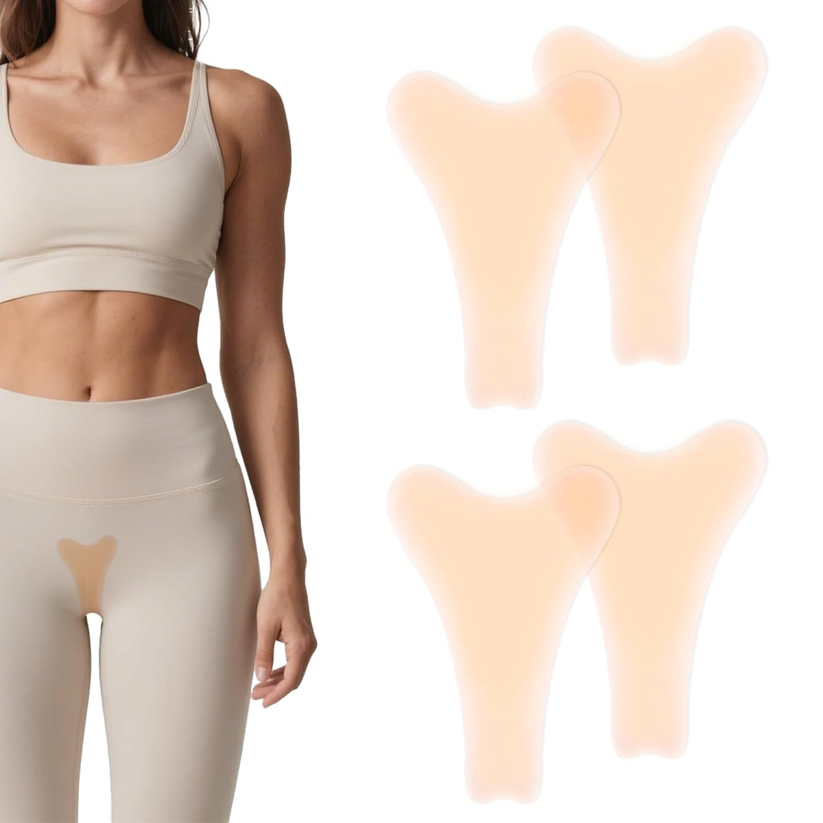 Unsichtbare Silikon Einlagen 4er Set, nahtlos, selbsthaftend, wiederverwendbar, geeignet für Bikini, Leggings & enge Kleidung