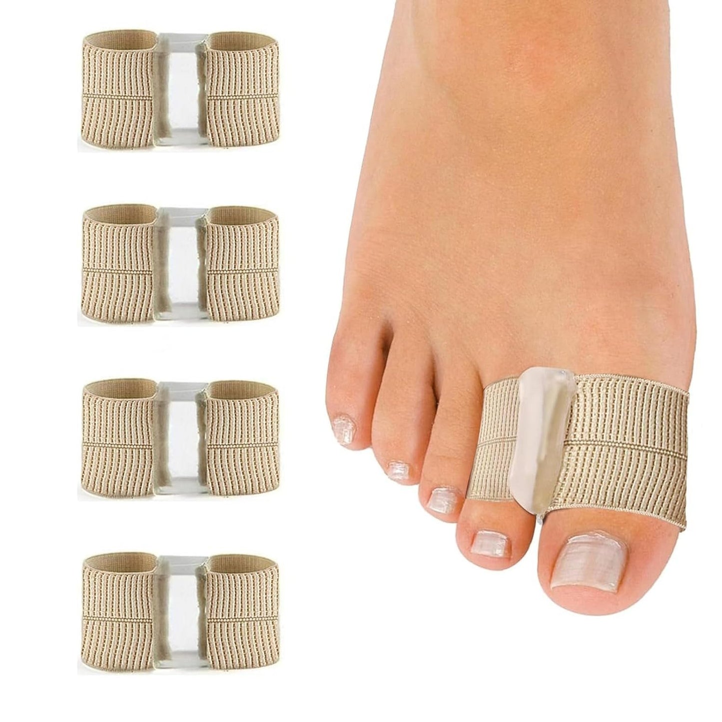 COOL-i Zehenspreizer mit Band, 2 Paar, Silikon Zehentrenner für Damen & Herren, weich & bequem