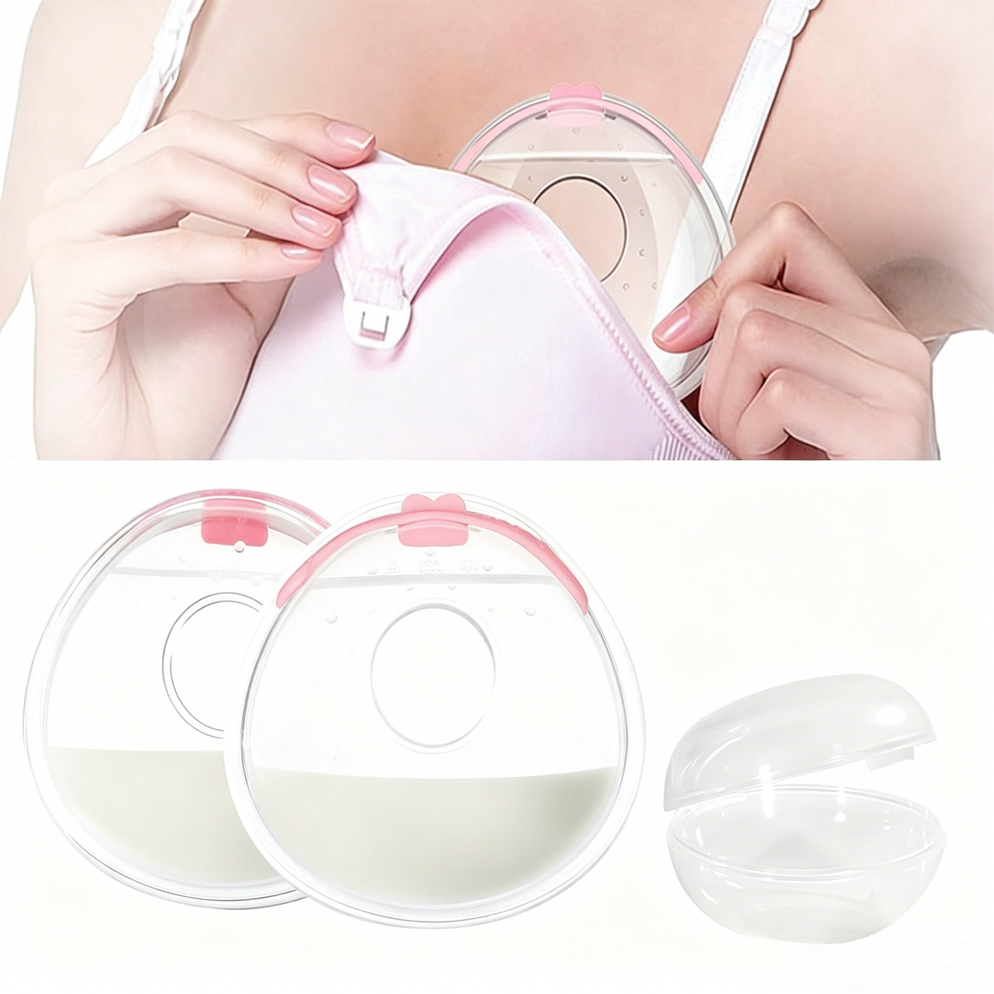 Milchsammler Silikon 2er Set mit Deckel Wiederverwendbare Muttermilch Auffangschalen BPA frei, diskret & auslaufsicher