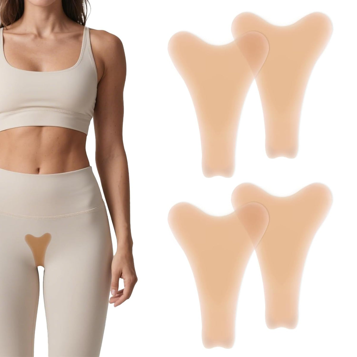 Unsichtbare Silikon Einlagen 4er Set, nahtlos, selbsthaftend, wiederverwendbar, geeignet für Bikini, Leggings & enge Kleidung