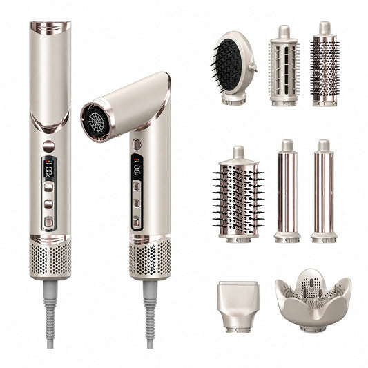 Cool-i ® Airstyler 8 in 1, 1400W Heißluftbürste, Hairstyler-Set mit Diffusor, Glättungstrockner, Rundbürste, Volumenbürste, Lockenwickler, 4 Temperaturen & 3 Windstufen.