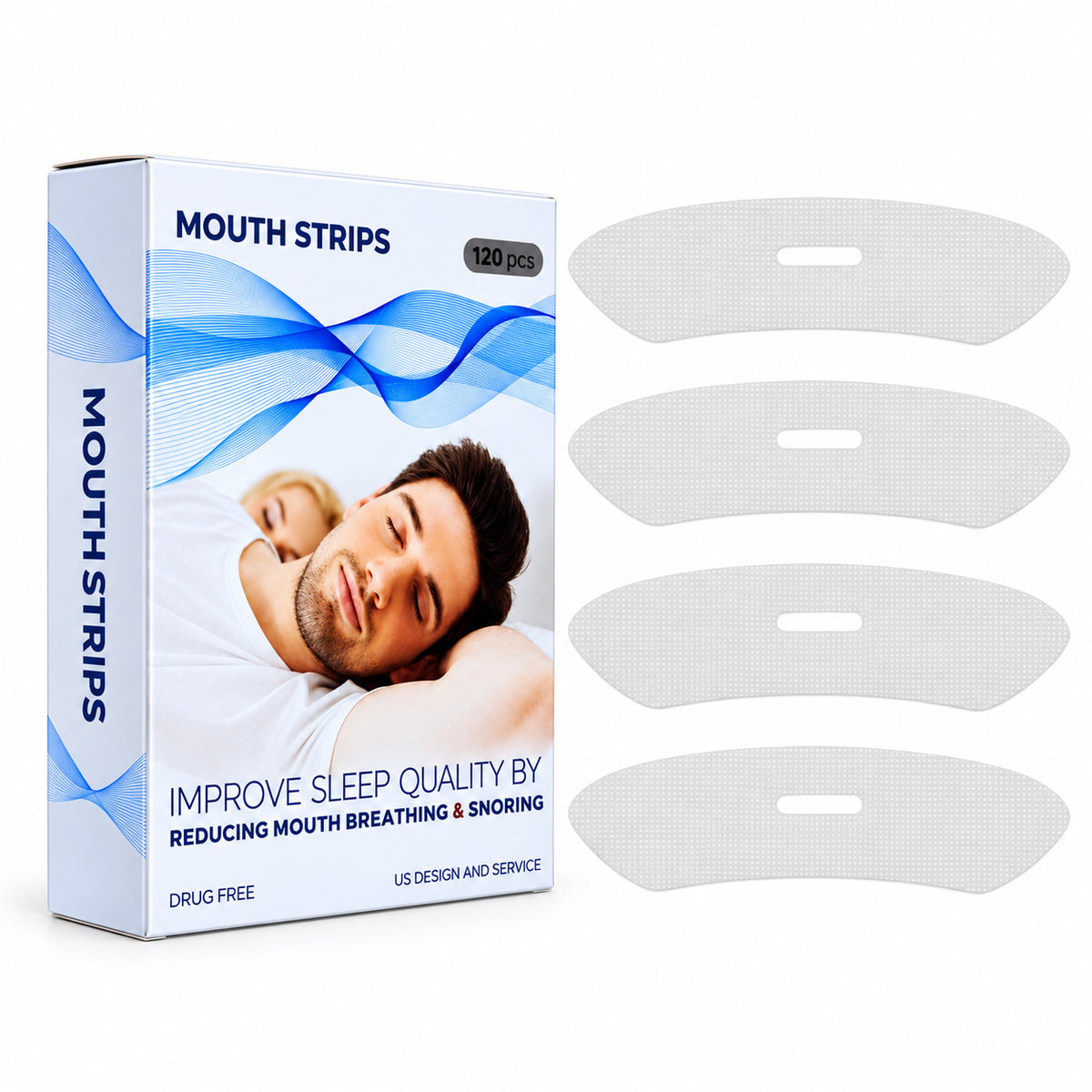 COOL-i Mundpflaster zum Schlafen, 120 Stück Mouth Tape mit Mittelöffnung, selbstklebend, flexibel