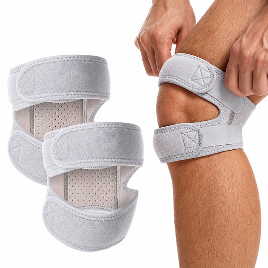 2er Set Patella Kniebandage verstellbar, elastischer Doppel-Stützgurt, rutschfest & atmungsaktiv für Sport & Alltag