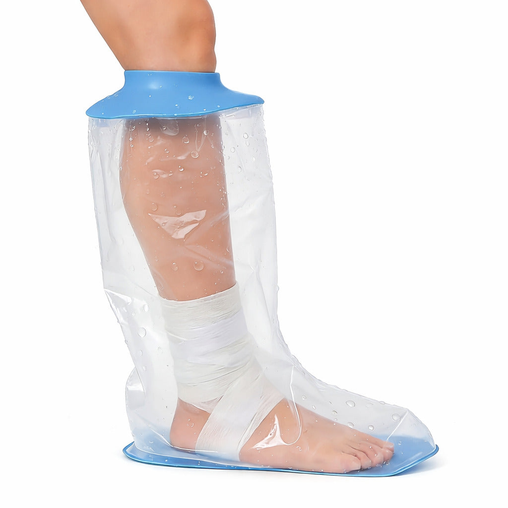 Wasserdichte Dusch-Schutzhülle für Bein & Fuß – TPU Schutzüberzug mit Silikonring, wiederverwendbar, für Verband oder Gips