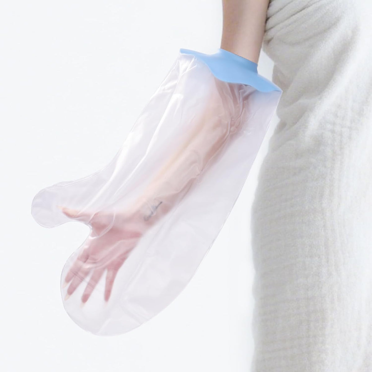 Wasserdichter Arm-Duschschutz, wiederverwendbare TPU-Schutzhülle mit elastischem Silikonring