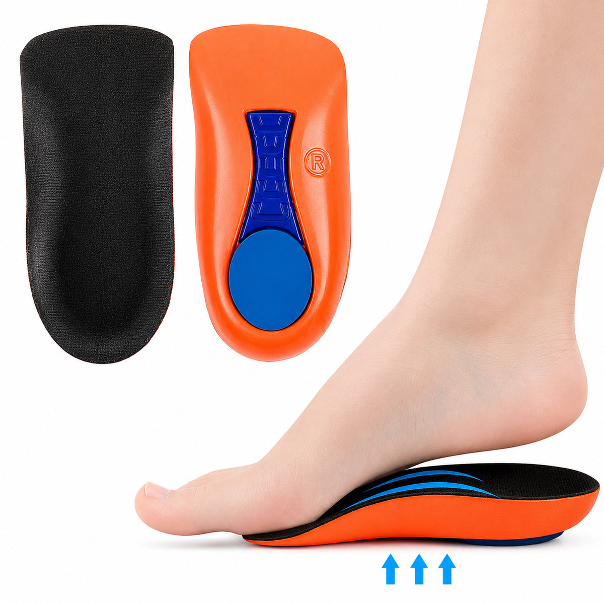 COOL-i Fußgewölbe Halbsohlen 1 Paar, 2,3 cm Arch Support Einlagen, stoßdämpfende Fußbogenstütze