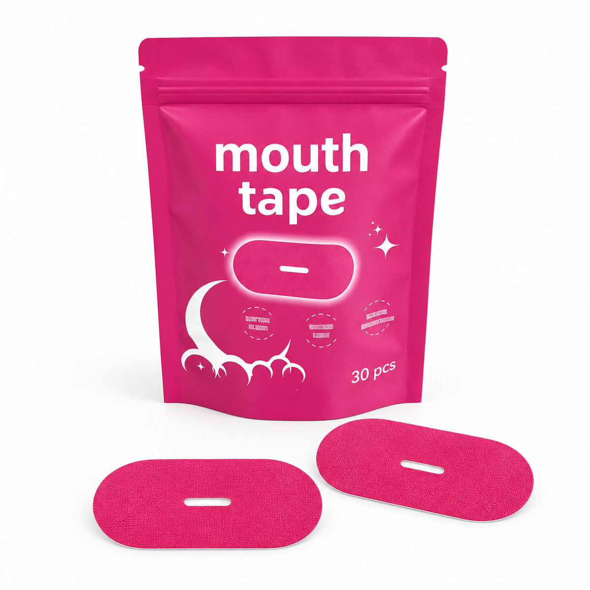 COOL-i Mundpflaster zum Schlafen, 30 Stück Mouth Tape mit Mittelöffnung, selbstklebend, Vliesstoff, Rosa