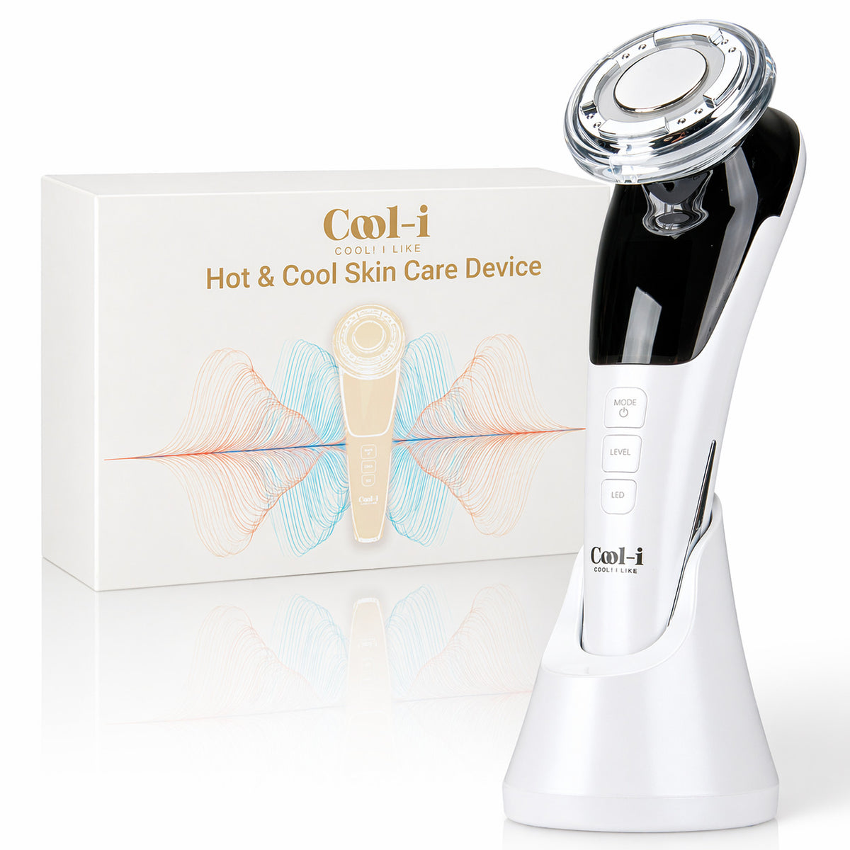 COOL-i® 5-in-1 Beautygerät – Für ergänzende Gesichtspflege mit EMS, Licht-, Wärme- & Kühlfunktion – Kabellos & kompakt für Zuhause