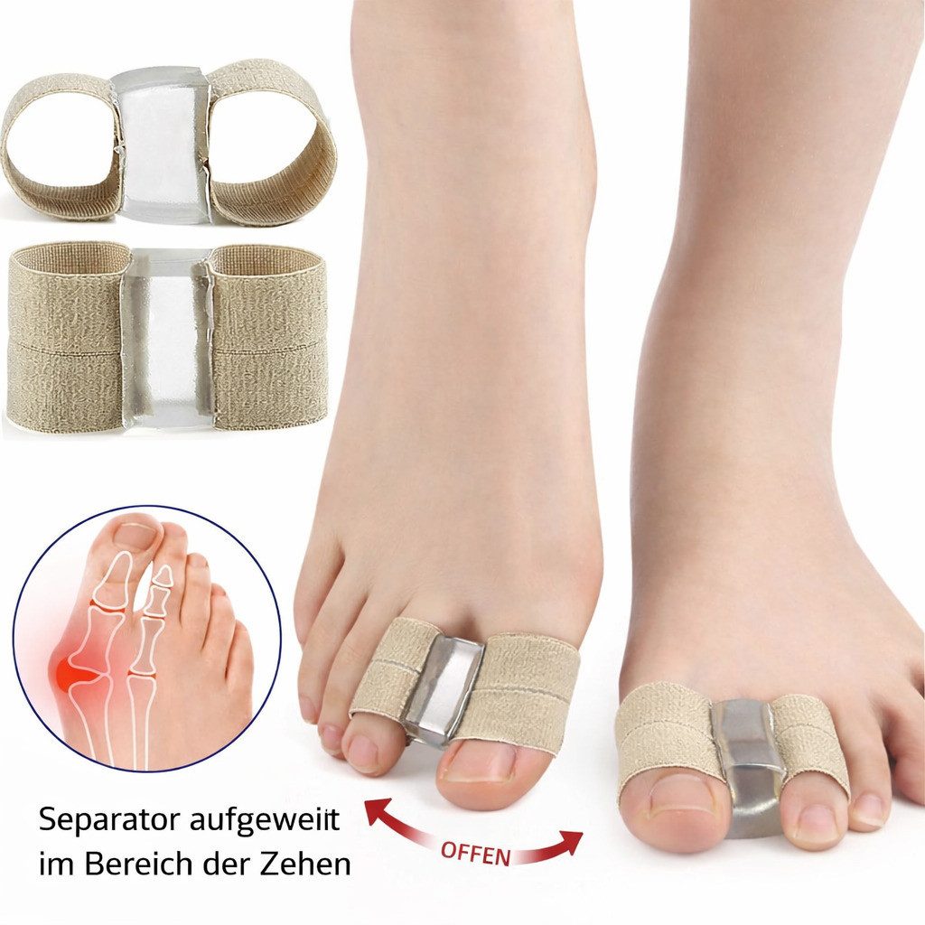 COOL-i Zehenspreizer mit Band, 2 Paar, Silikon Zehentrenner für Damen & Herren, weich & bequem