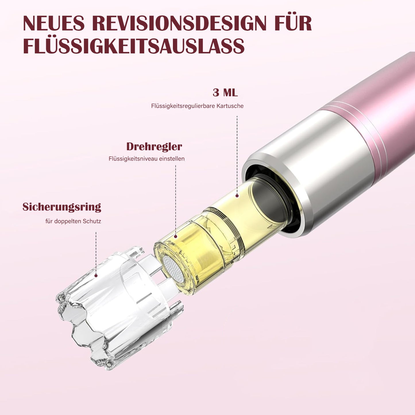 Cool-i ® Microneedling Pen mit Serum-Auftrag – Kabelloser, 5 Stufen Serum gleichmäßig auf Gesicht und Körper auftragen.A3