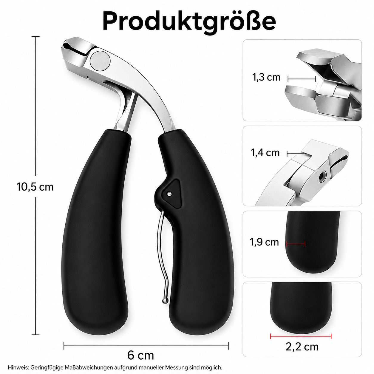 COOL-i ergonomischer Zehennagelknipser aus Edelstahl mit langem Griff, präzisem Schnitt & Auffangfach