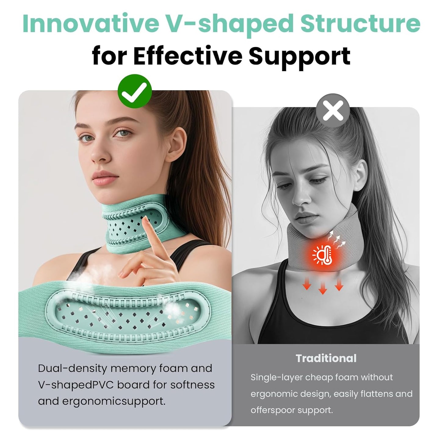 Halsstütze, weiche Nackenstütze verstellbar, atmungsaktiv & ergonomisch für Alltag & Komfort