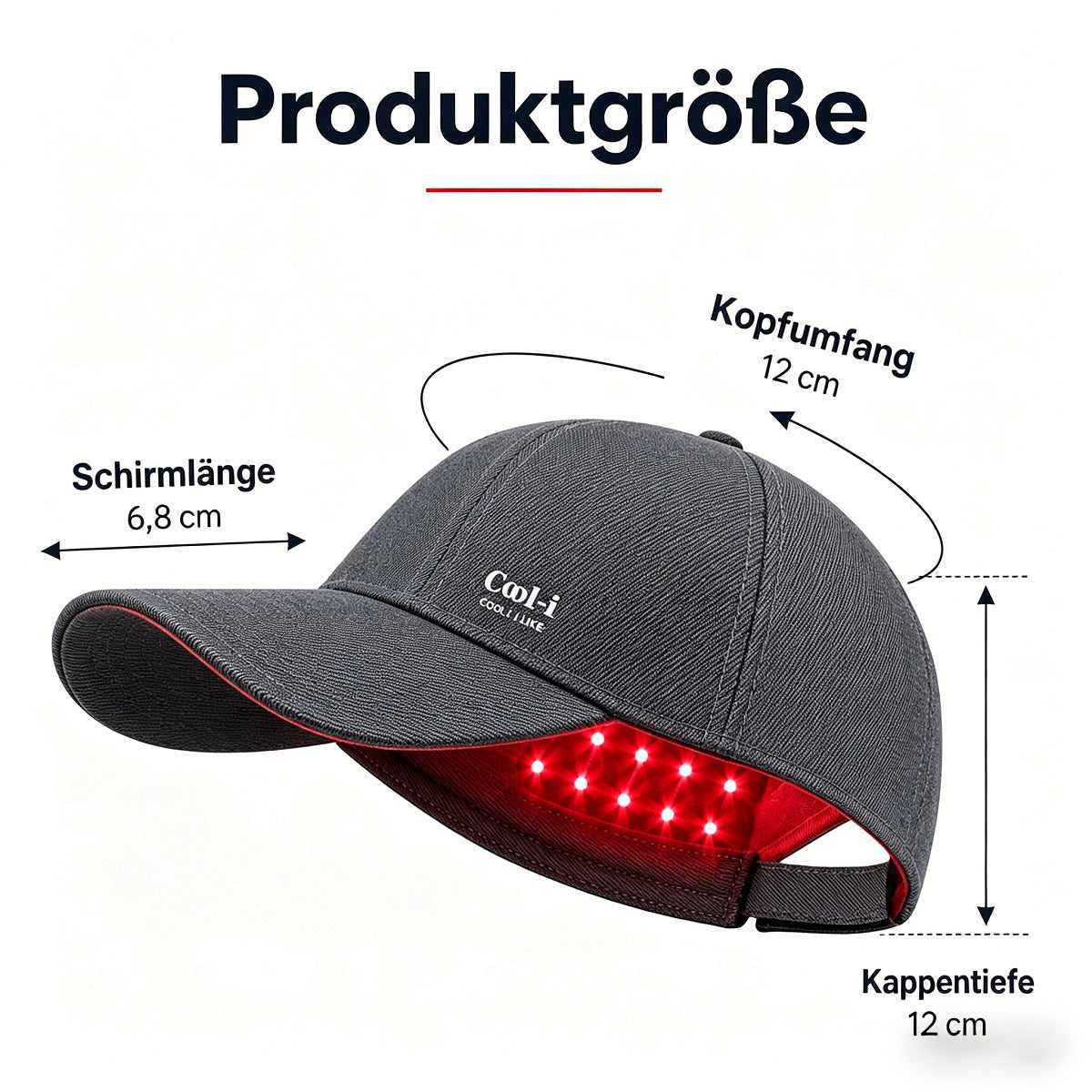Cool-i ® Infrarotlampe Rotlicht-Haarwuchshaube–Infrarot- & Blaulichttherapie für die Kopfhaut Kabellose,158 LEDs, wiederaufladbar, Timer, für Männer & Frauen