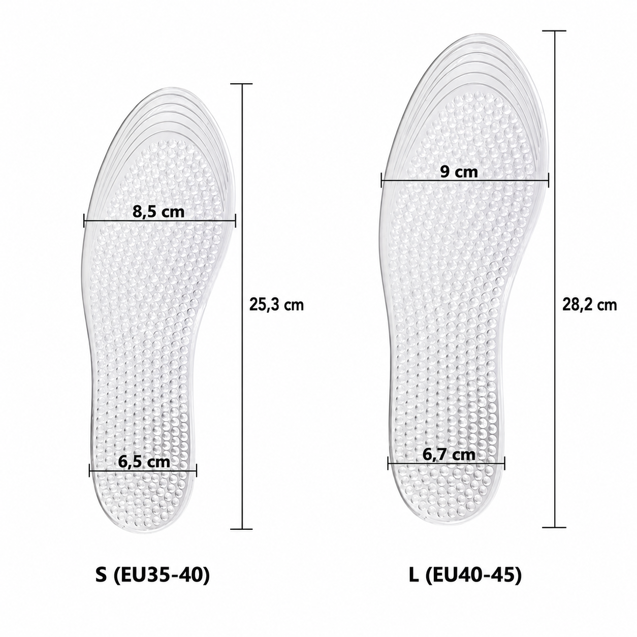 Silikon Massage Einlegesohlen, atmungsaktiv, bequem & rutschfest, für Sport & Freizeitschuhe