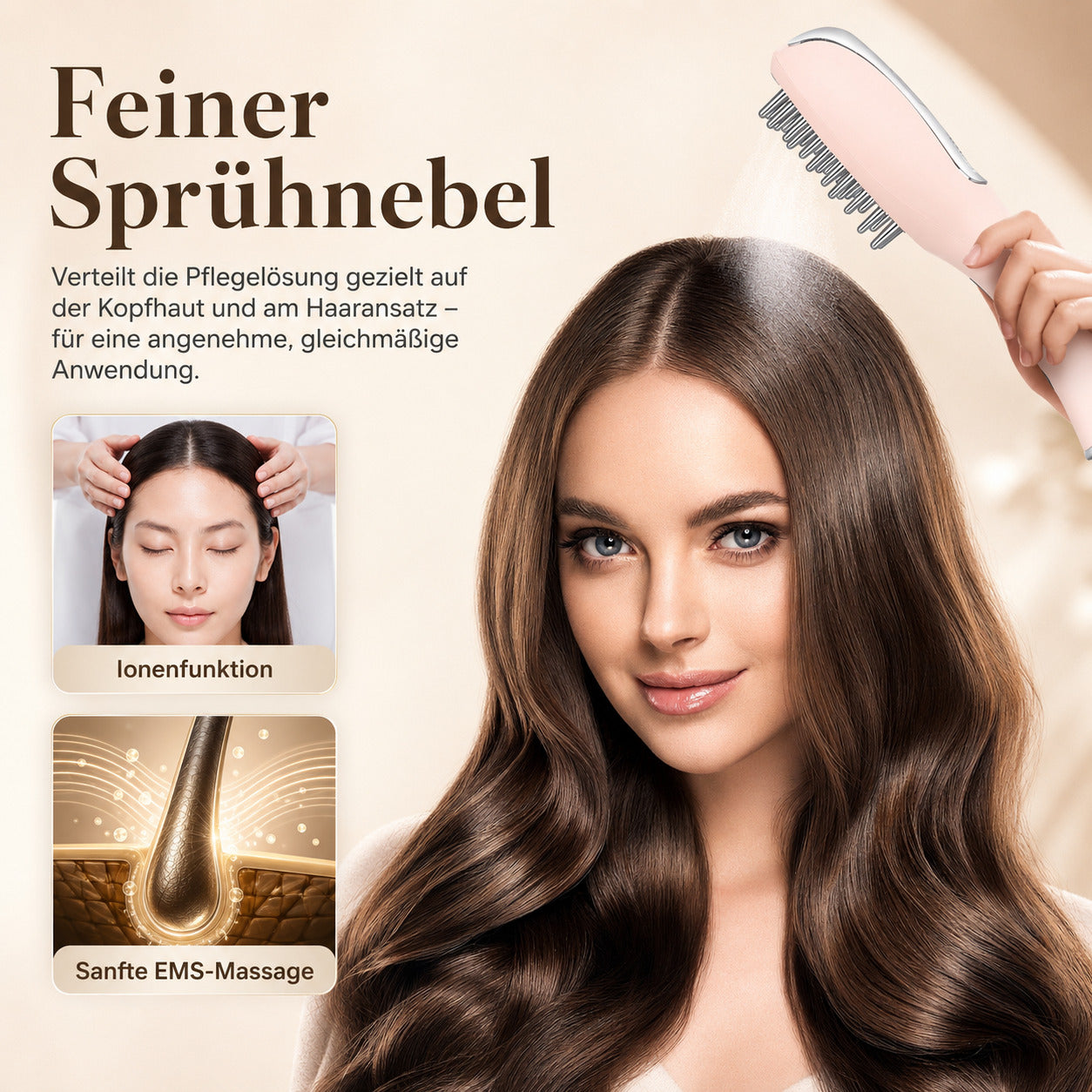 Cool-i ® 5-in-1 Kopfhaut-Massagebürste – Mit 4-Farben-LED + Infrarot für Haarwachstum, EMS, Vernebelung, Ionen & Massage für gesunde Kopfhaut und kräftiges Haar