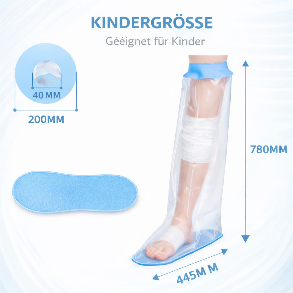 Kinder Bein-Duschschutz, wasserdichte Schutzhülle, wiederverwendbar mit rutschfester Sohle