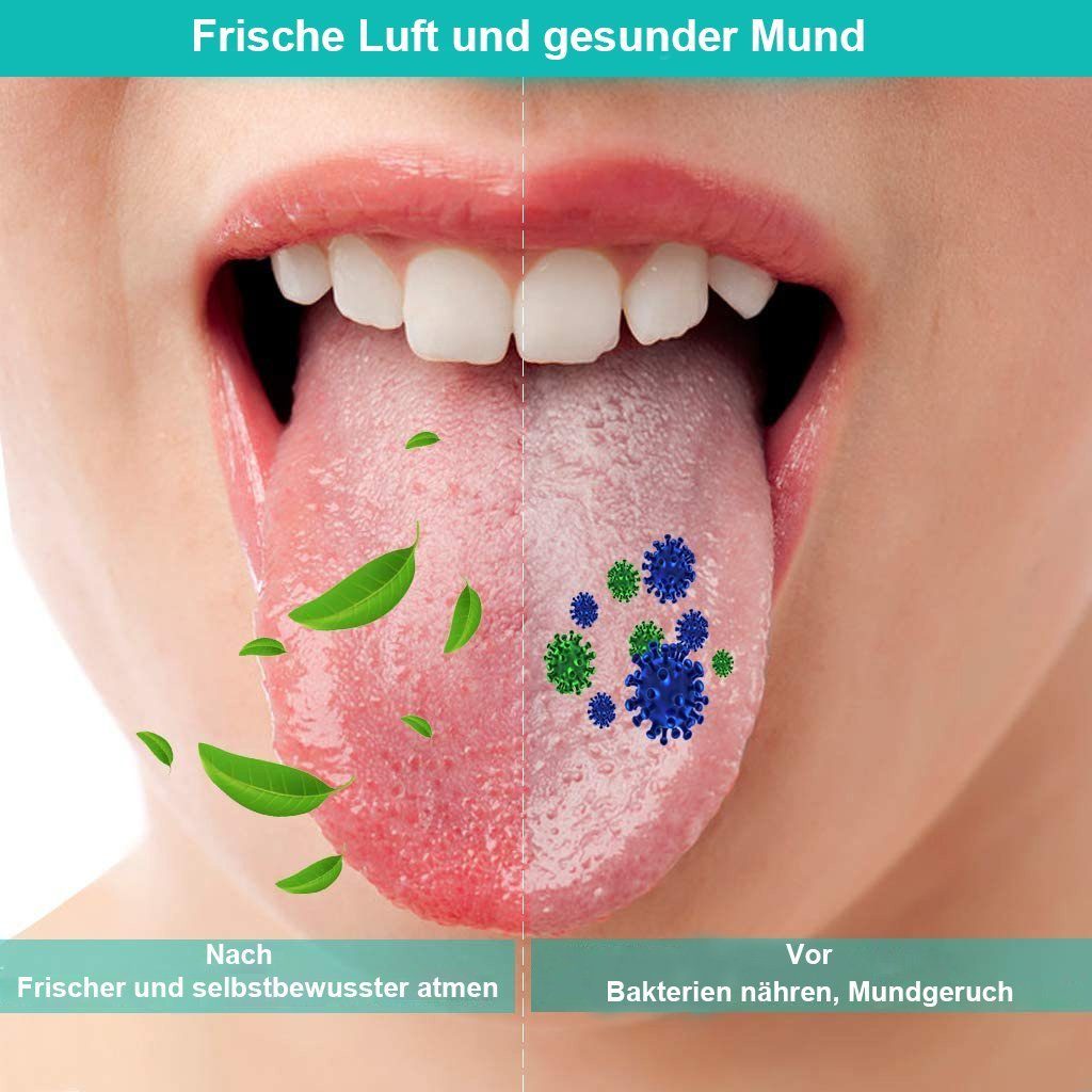 Edelstahl Zungenreiniger Set, 4 Zungenschaber, wiederverwendbar für tägliche Mundhygiene