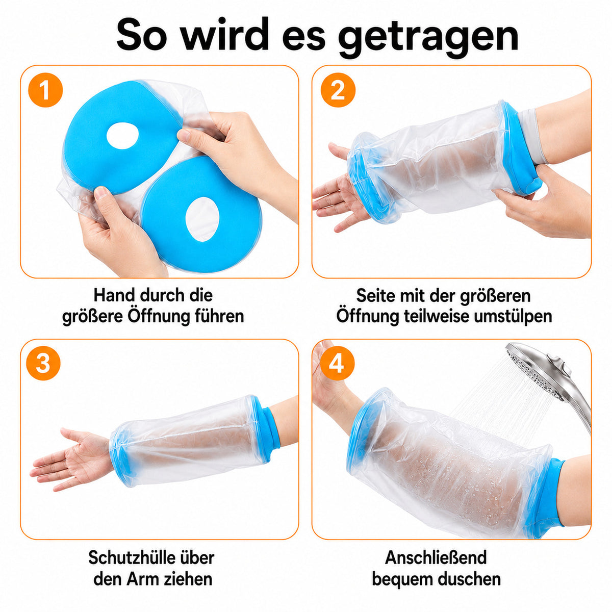 COOL-i Wasserdichte Ellenbogen-Duschhülle, wiederverwendbarer TPU-Duschschutz