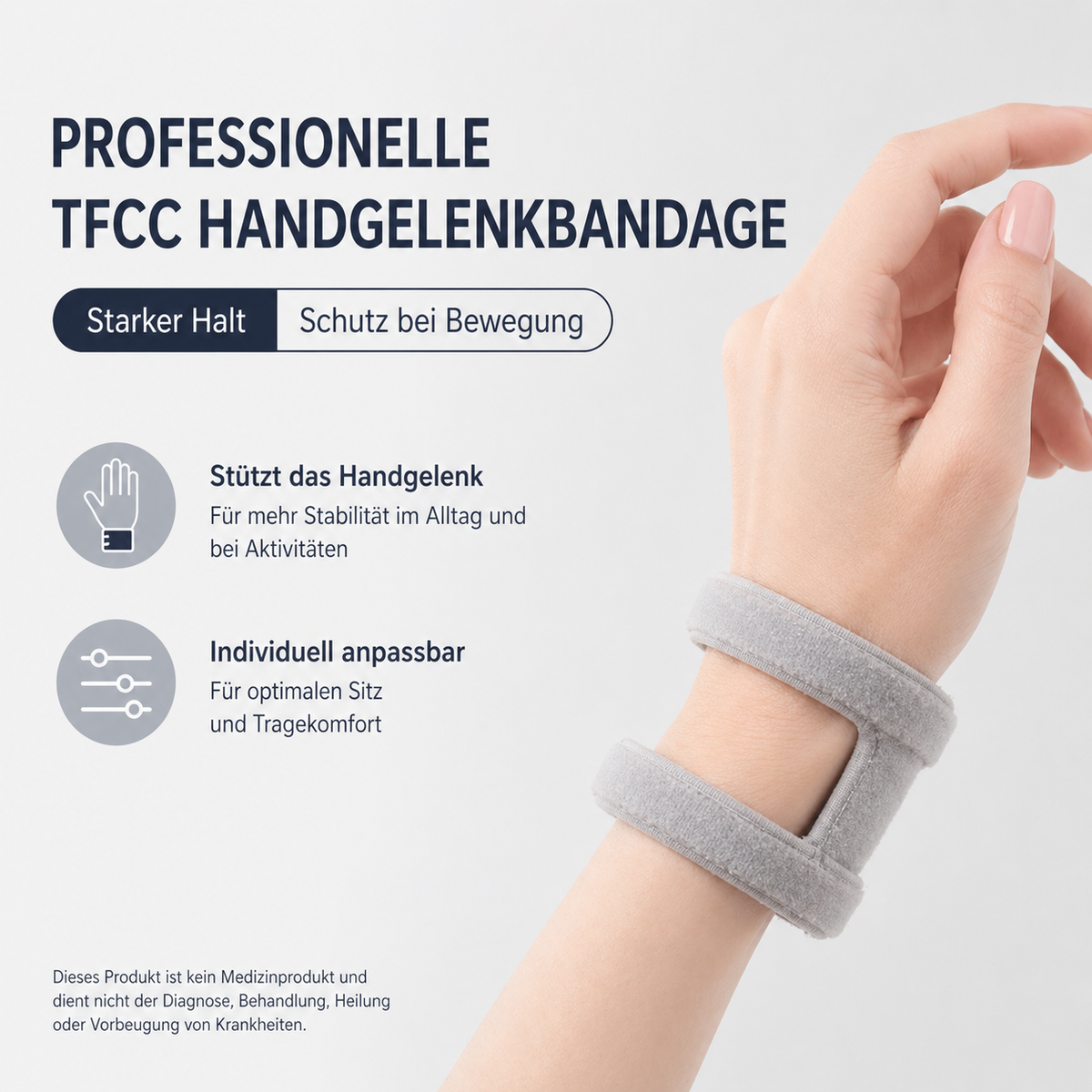 2er Set Handgelenkbandage, verstellbar & elastisch, atmungsaktiv für Alltag & Sport