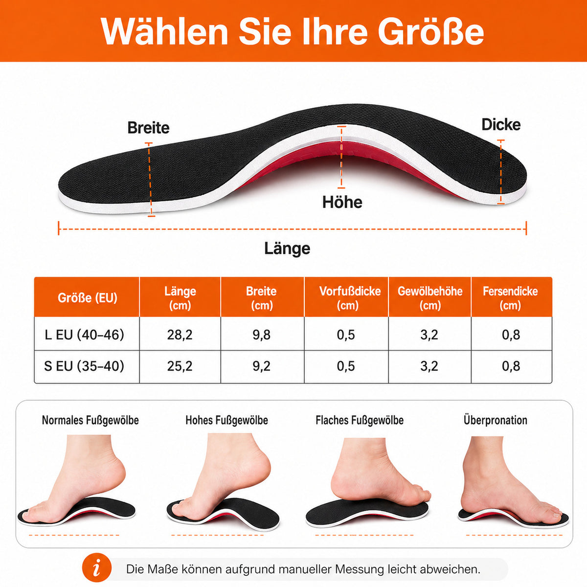 Orthopädische 3D Einlegesohlen mit Fußgewölbestütze,bei Plattfuß, Fersensporn & Fußschmerzen