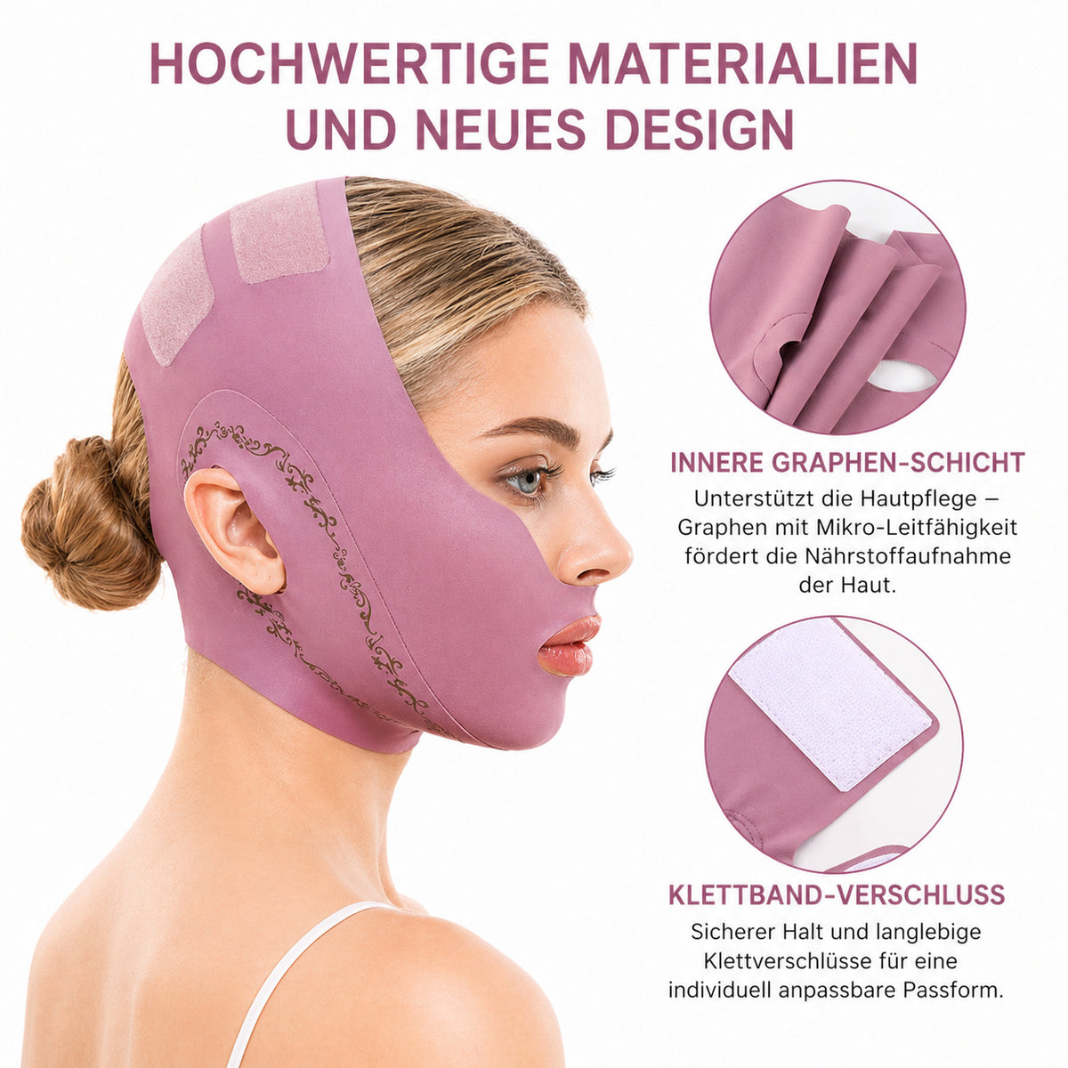 Gesichtsband V-Form, verstellbares Kinnband, atmungsaktiv, wiederverwendbar, für Gesichtspflege & Alltag
