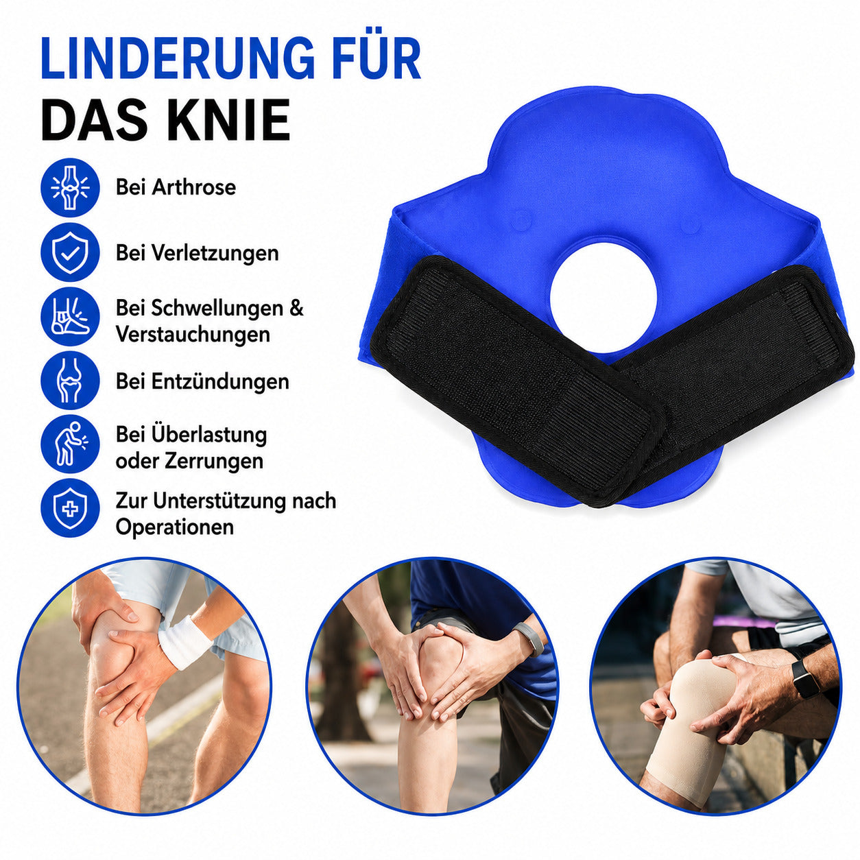 COOL-i Gel Kniekompresse kalt & warm, wiederverwendbar mit Klettband