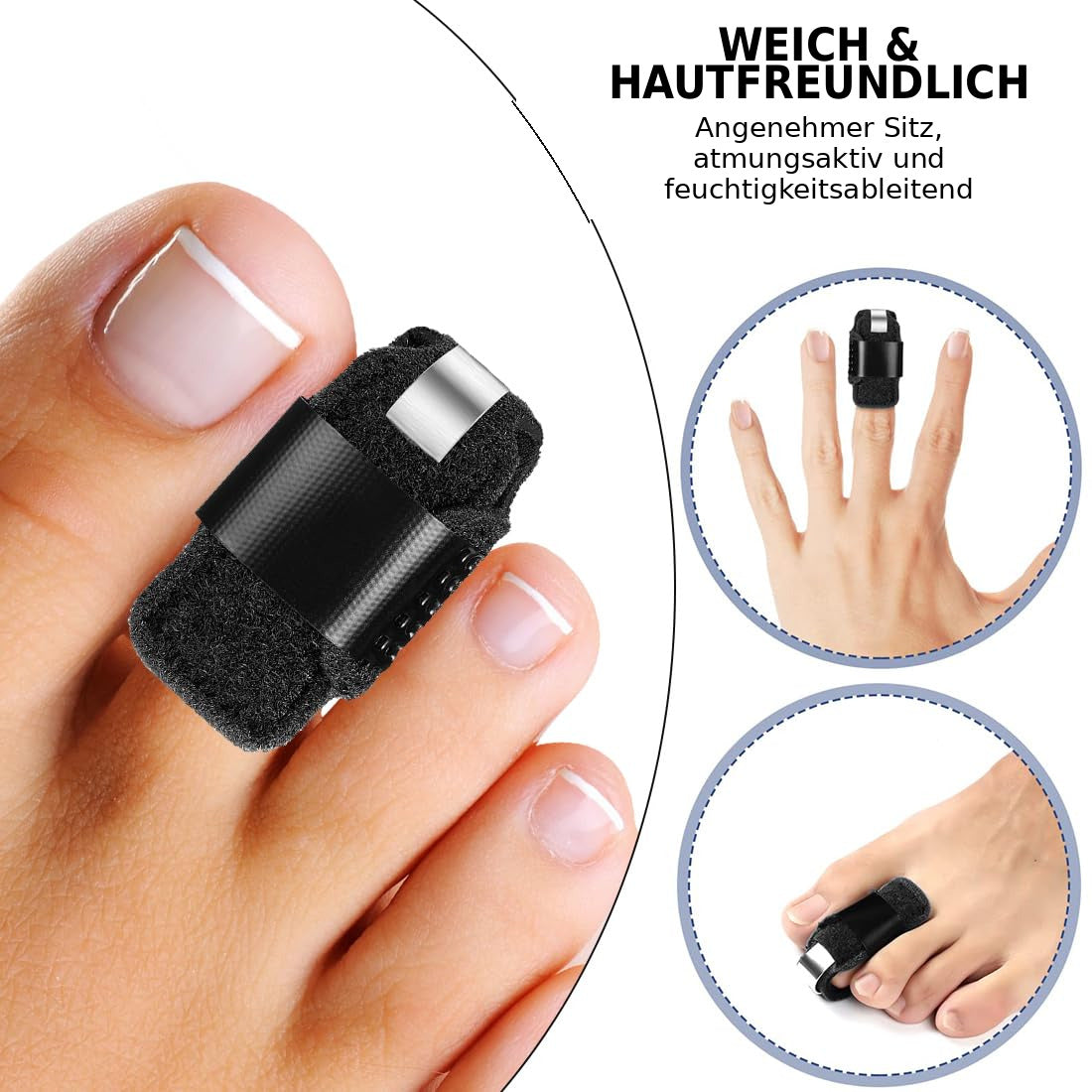 Zehenschiene verstellbar,Zehenbandage mit Aluminiumstütze, atmungsaktiv & rutschfest für Alltag & Schuhe