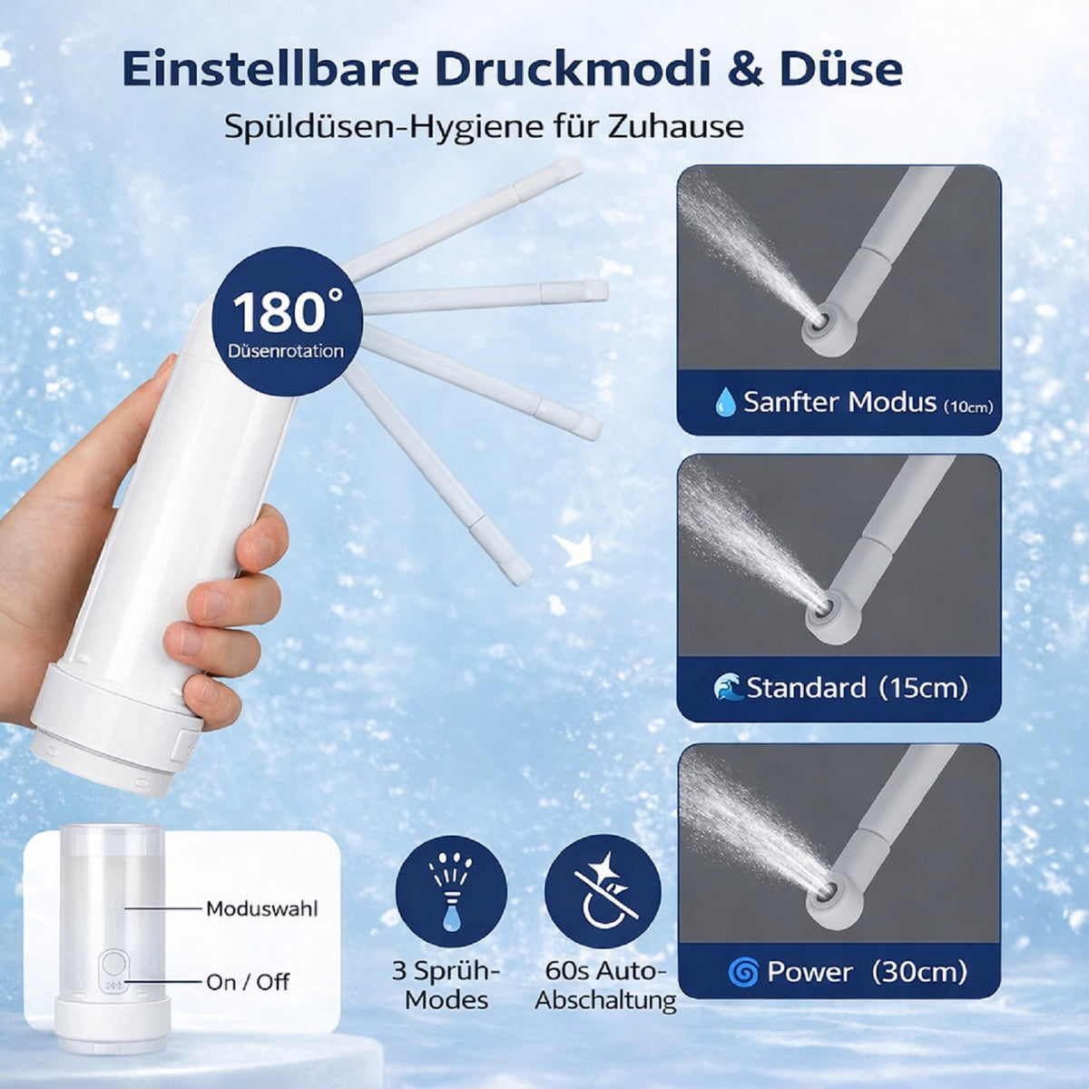 Tragbares elektrisches Bidet, 400 ml Tank, wiederaufladbar, 3 Sprühmodi, wasserdicht für Reise & Zuhause