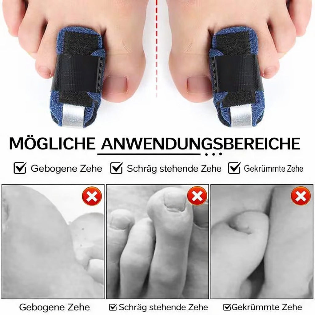 Zehenschiene verstellbar mit Aluminiumstütze, atmungsaktiv & rutschfest, für Alltag & Schuhe