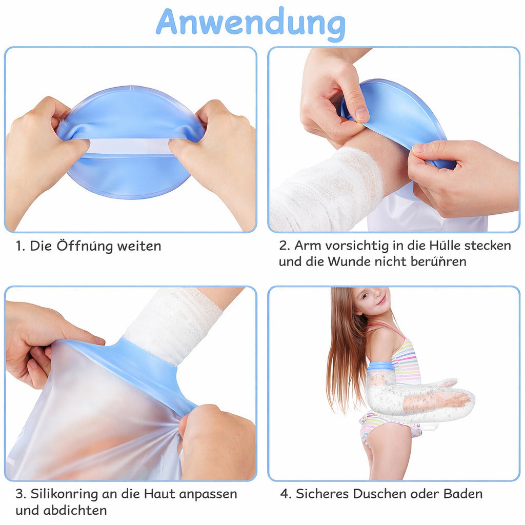Kinder Arm-Duschschutz, wasserdichte Schutzhülle, wiederverwendbar für Duschen & Baden