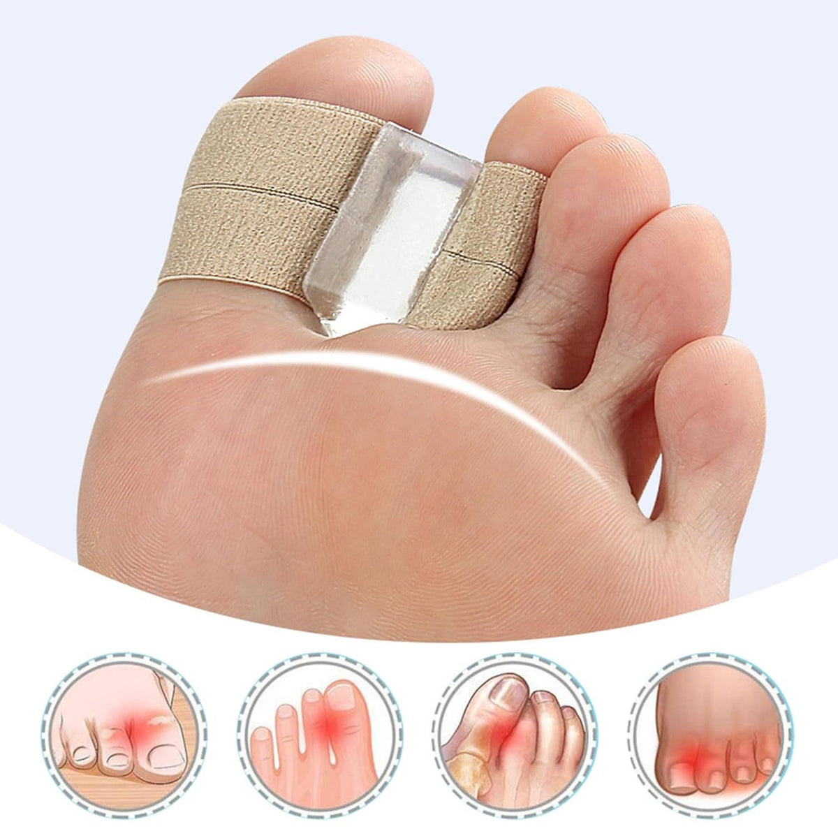 COOL-i Zehenspreizer mit Band, 2 Paar, Silikon Zehentrenner für Damen & Herren, weich & bequem