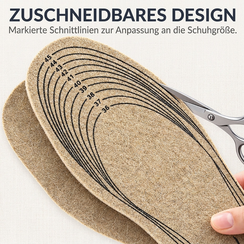 COOL-i Filzsohlen Winter, warme Schuheinlagen aus Wollfilz, zuschneidbar Größe 36–45, 0,65 cm dick, 1 Paar