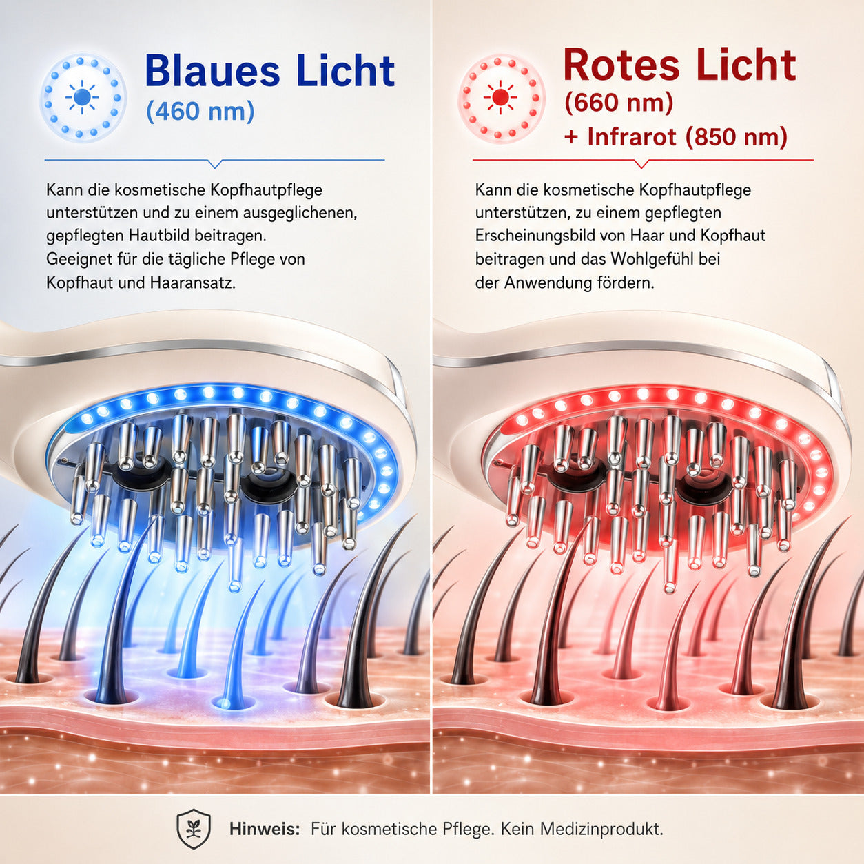 Cool-i ® 5-in-1 Kopfhaut-Massagebürste – Mit 4-Farben-LED + Infrarot für Haarwachstum, EMS, Vernebelung, Ionen & Massage für gesunde Kopfhaut und kräftiges Haar