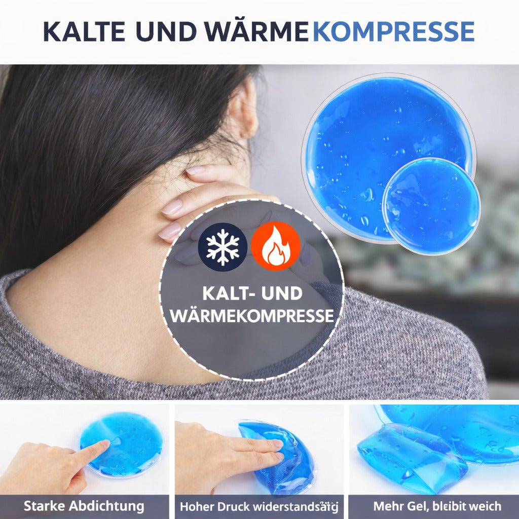Kühl & Wärmepad Set 8er, Gel Kompressen 12 cm & 8 cm, wiederverwendbar, flexibel für Alltag & Sport