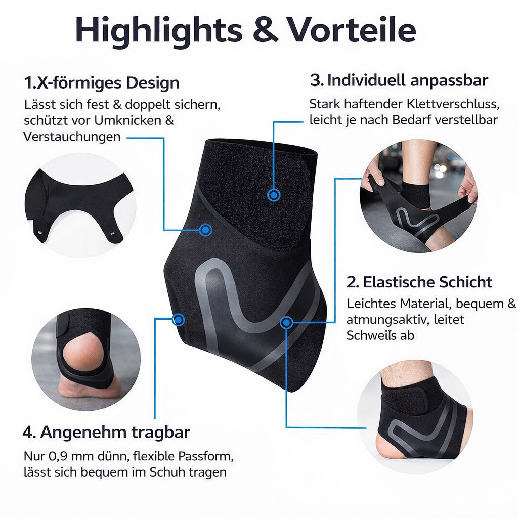 2er Set Knöchelbandage elastisch, verstellbar, atmungsaktiv, stabilisierend, für Alltag & Sport, links & rechts