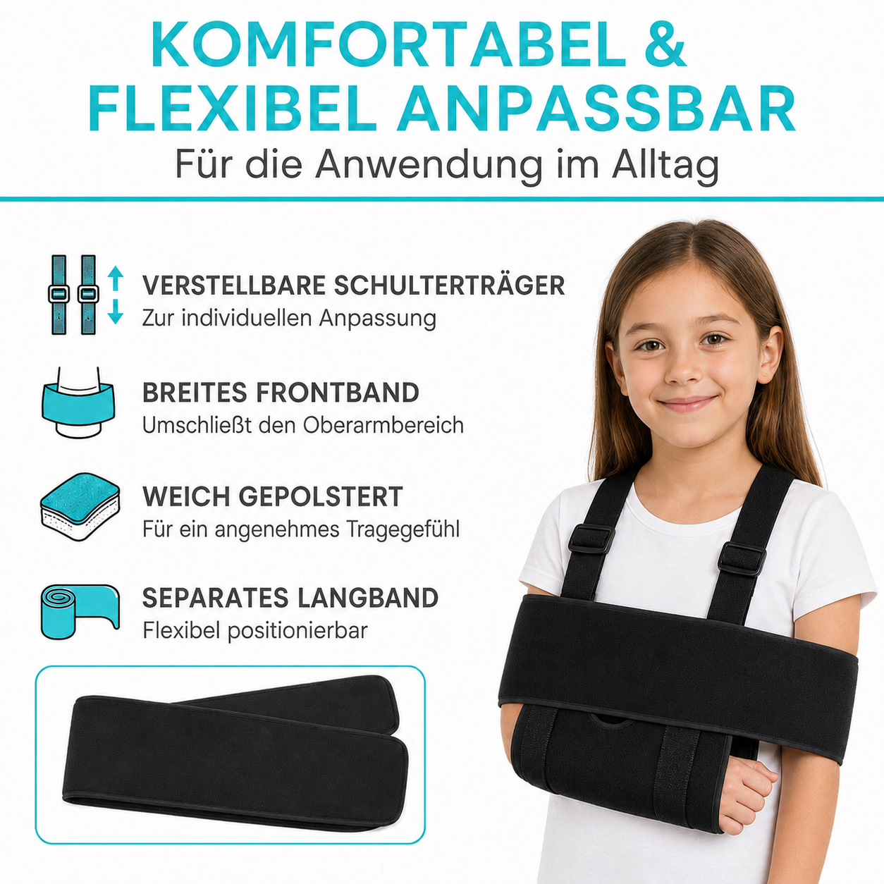 COOL-i Armschlinge mit Schultergurt, verstellbar & gepolstert, für linken und rechten Arm