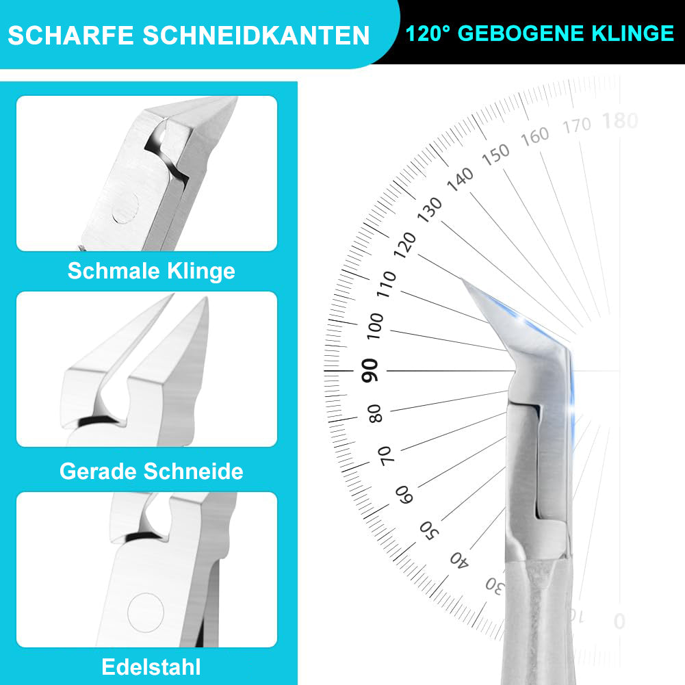Profi Nagelzange aus Edelstahl – Präzisions-Fußnagelschere für eingewachsene Zehennägel mit rutschfestem Griff