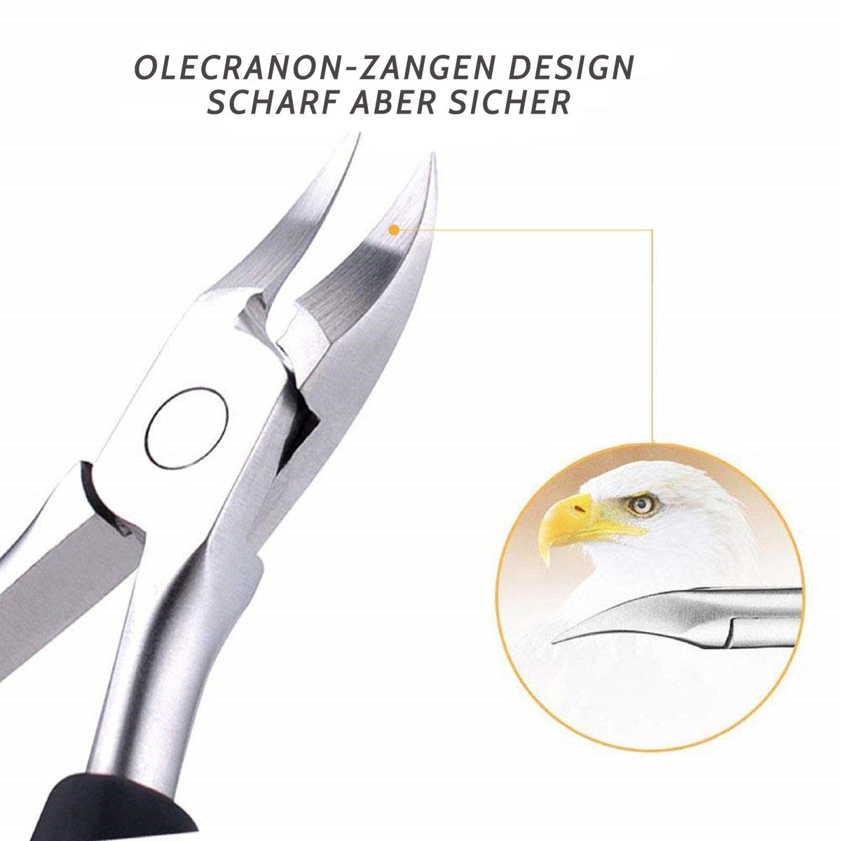 Profi Fußnagelknipser aus Edelstahl, Präzisionszange für dicke Nägel, rutschfester Griff
