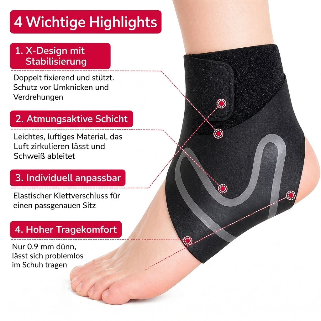 2er Set Knöchelbandage elastisch, verstellbar, atmungsaktiv, stabilisierend, für Alltag & Sport, links & rechts
